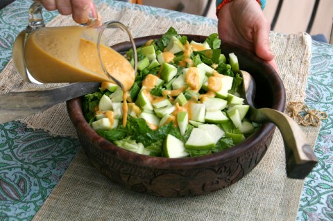 Romaine and Green Apple Salad with Creamy Pumpkin Dressing