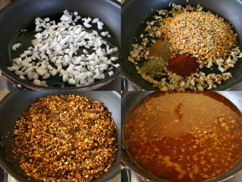 Lentil taco cooking process