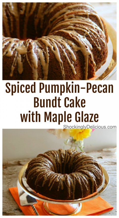 Recipe for Spiced Pumpkin-Pecan Bundt Cake with Maple Glaze on ShockinglyDelicious.com