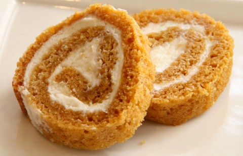 Pumpkin Cake Rolls for Thanksgiving or Christmas. Recipe here: https://www.shockinglydelicious.com/?p=10246