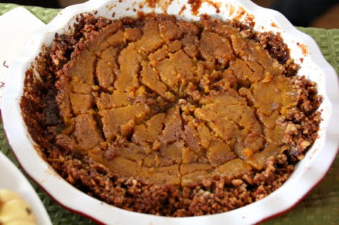 Pecan Crusted Salted Spiced Caramel Pumpkin Pie