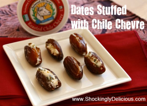 Dates Stuffed with Chile Chevre. Recipe here: https://www.shockinglydelicious.com/?p=10482