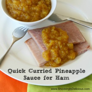 Quick Curried Pineapple Sauce for Ham. Recipe here https://www.shockinglydelicious.com/?p=10363