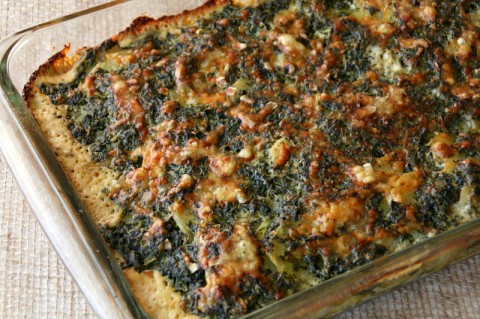 Spinach Gruyere Potato Gratin out of the oven. Recipe here:  https://www.shockinglydelicious.com/?p=10960