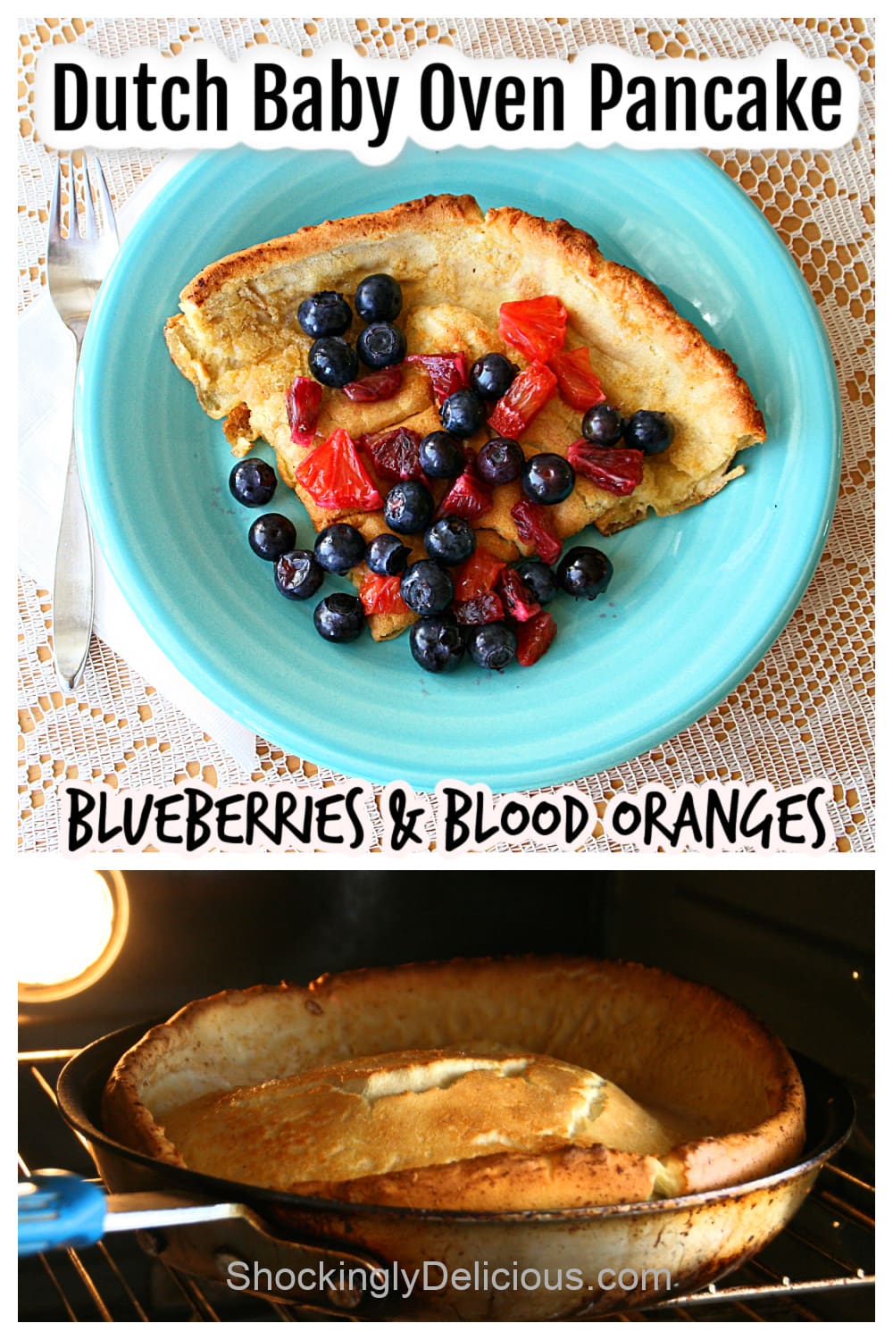 Dutch Baby Oven Pancake with Blueberries and Blood Oranges Pinterest Pin