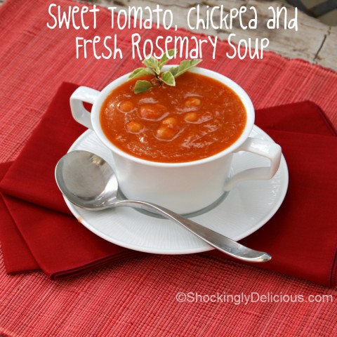 Sweet Tomato, Chickpea and Rosemary Soup on ShockinglyDelicious.com. Recipe: https://www.shockinglydelicious.com/?p=10603