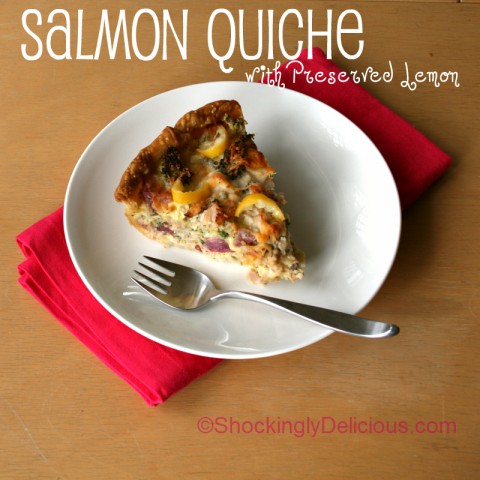 Salmon Quiche with Preserved Lemon on Shockingly Delicious. Recipe: https://www.shockinglydelicious.com/?p=11375