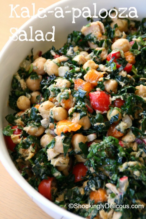 Kale-a-palooza Salad on Shockingly Delicious. Recipe here: https://www.shockinglydelicious.com/?p=11325