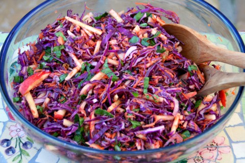 Apple Raisin Slaw with Beet Greens from Lentil Breakdown