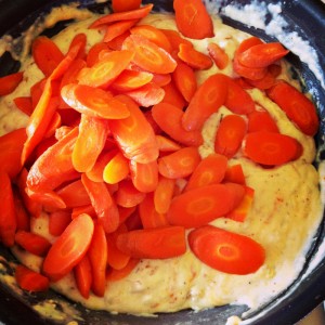 Fold carrots into sauce for Carrot Gratin of the Gods on Shockingly Delicious