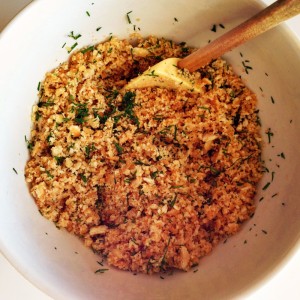 Dilly cracker crumbs for Carrot Gratin of the Gods on Shockingly Delicious