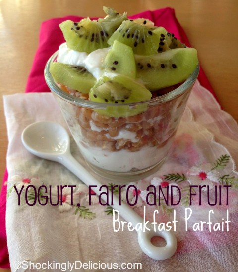 Yogurt, Farro and Fruit Breakfast Parfait on Shockingly Delicious. Recipe: https://www.shockinglydelicious.com/?p=11665