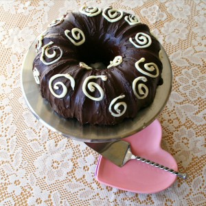 Quadruple Chocolate Bundt Cake for Valentine's Day on ShockinglyDelicious. Recipe: https://www.shockinglydelicious.com/?p=11451