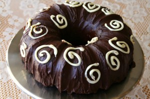 Quadruple Chocolate Bundt Cake for Valentine's Day on ShockinglyDelicious. Recipe: https://www.shockinglydelicious.com/?p=11451