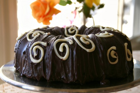 Quadruple Chocolate Bundt Cake for Valentine's Day on ShockinglyDelicious. Recipe: https://www.shockinglydelicious.com/?p=11451