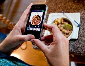 Dorothy Reinhold shooting a bowl of Mexican Posole, shot by Cathy Arkle