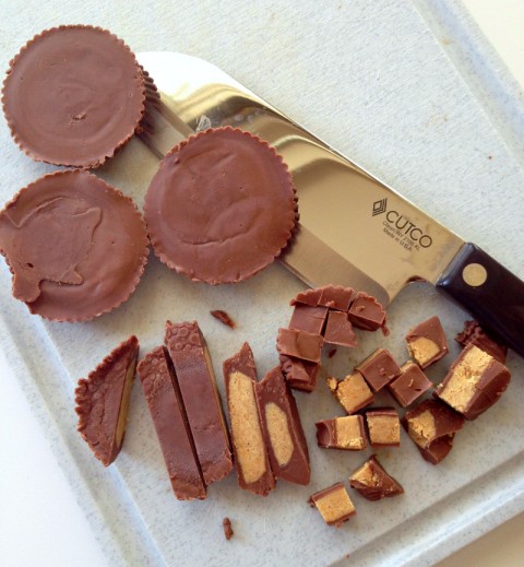 Reese's Peanut Butter Cups chopped on Shockingly Delicious