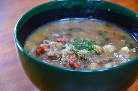 Sausage and Fennel Potato Chowder with Kale from Cheesy Pennies