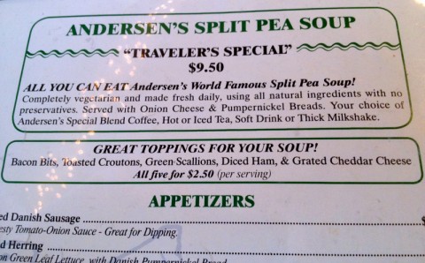 Pea Soup Andersen's Menu