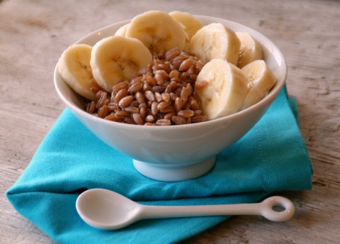 Farro and Banana Breakfast on Shockingly Delicious