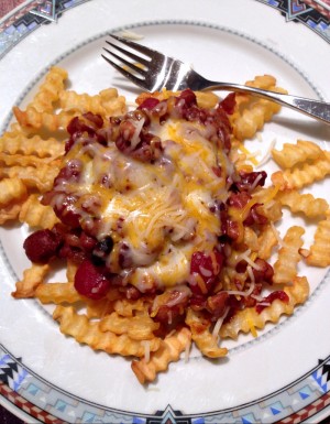 Chili Cheese Fries with CravOn on Shockingly Delicious