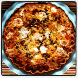 Savory Cheesy Kale Tart with Chiles on Shockingly Delcious