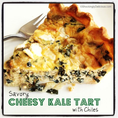 Savory Cheesy Kale Tart with Chiles on Shockingly Delcious