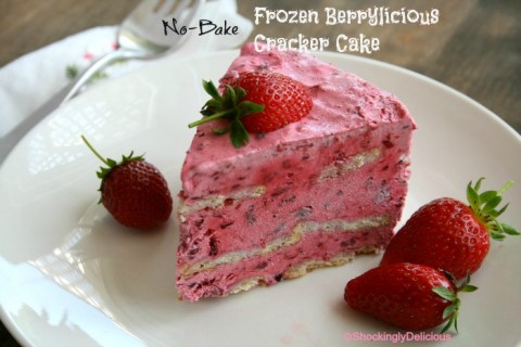 No-Bake Frozen Berrylicious Cracker Cake on Shockingly Delicious