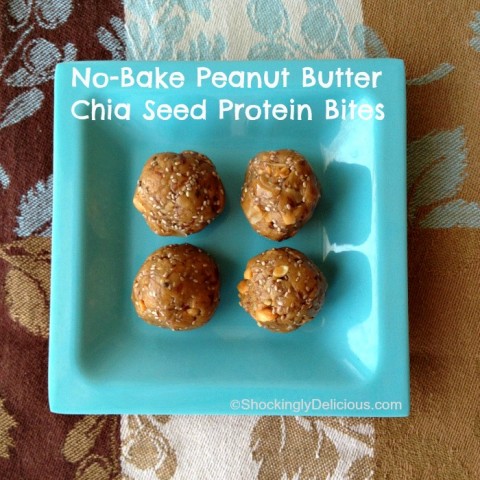 No-Bake Peanut Butter Chia Seed Protein Bites on Shockingly Delicious