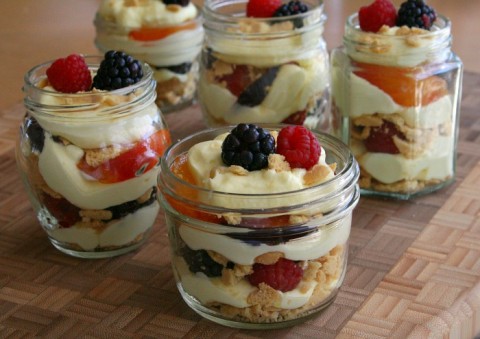 Summer Fruit Fool in Jars on Shockingly Delicious