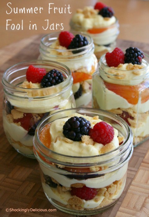 Summer Fruit Fool in Jars on Shockingly Delicious