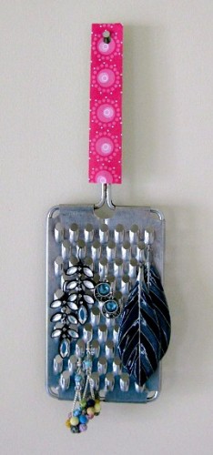 Cheese Grater Earring Holder from Organized 31