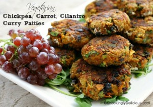 Vegetarian Chickpea Carrot Cilantro Curry Patty | www/ShockinglyDelicious.com