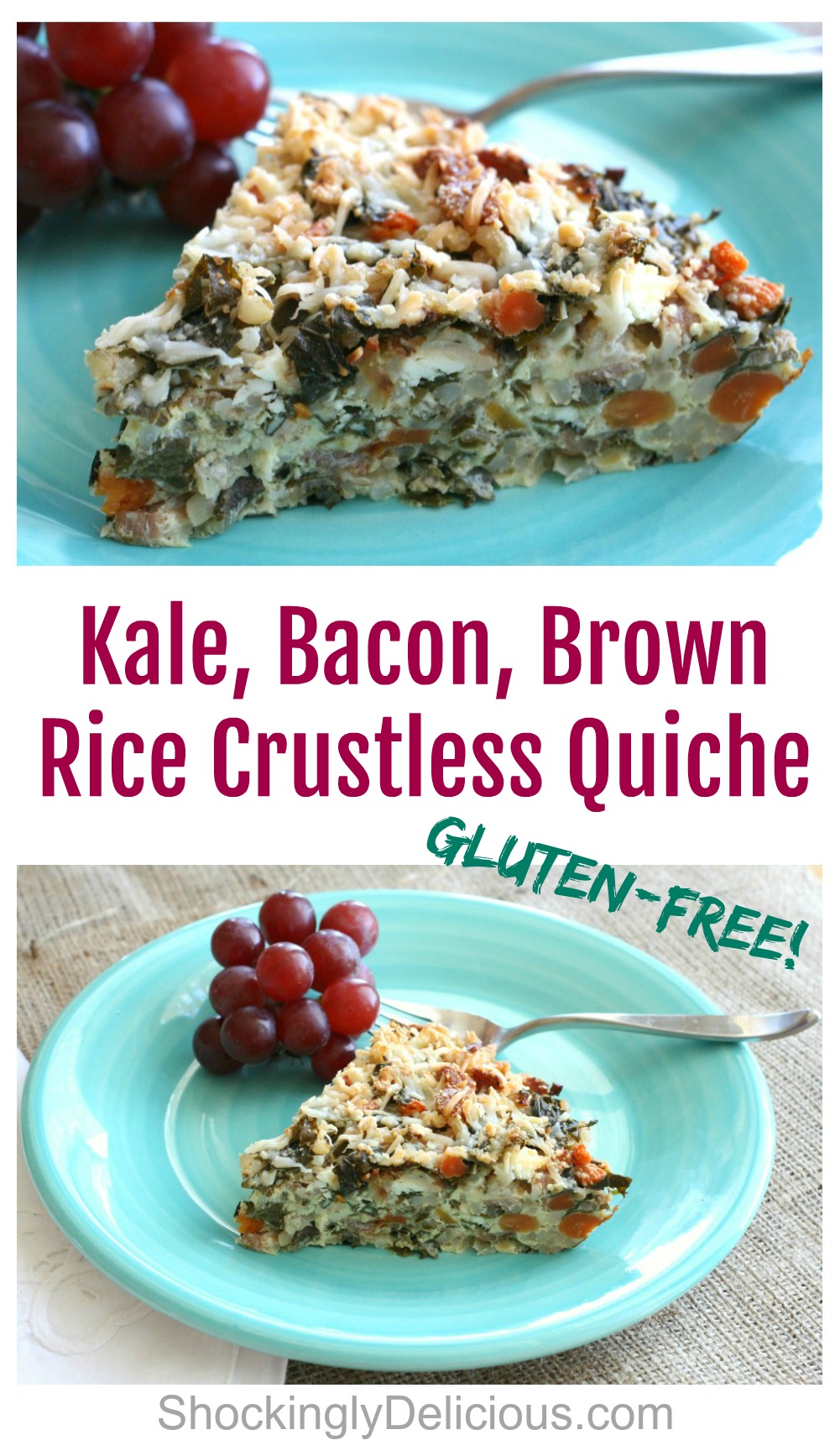 2 photos of Kale, Bacon, Brown Rice Crustless Quiche