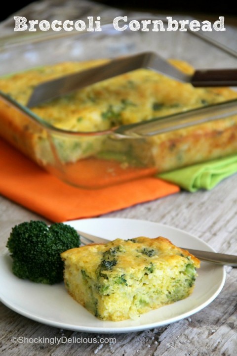 Broccoli Cornbread on Shockingly Delicious