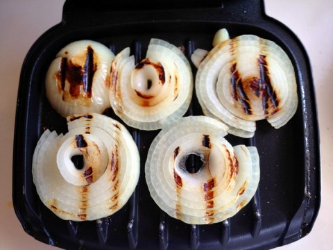 Grilled Onions on the George Foreman on Shockingly Delicious