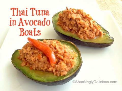 Thai Tuna Avocado Boats on Shockingly Delicious