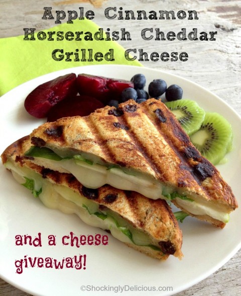 Apple Cinnamon Horseradish Cheddar Grilled Cheese on Shockingly Delicious