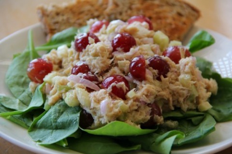 Sweet Hot Tuna Salad with Grapes on Shockingly Delicious. Not Your Mother's Tuna Salad! 