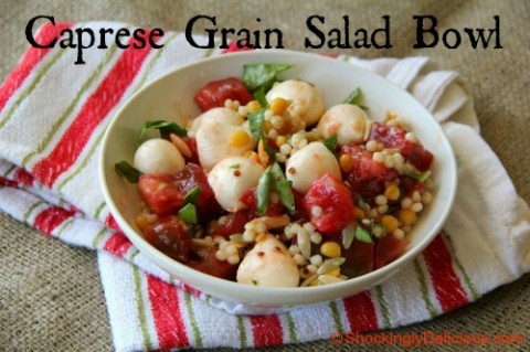 Caprese Grain Salad Bowl on Shockingly Delicious