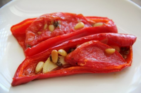 Roasted Peppers with Anchovies on Shockingly Delicious