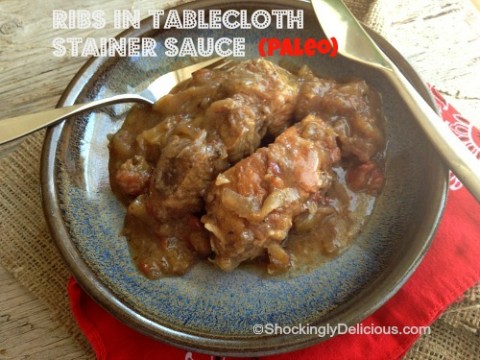 Slow Cooker Paleo Ribs in Tablecloth Stainer Sauce -- Shockingly Delicious