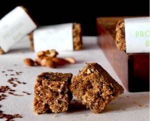 brown protein bars on a white table by masala herb