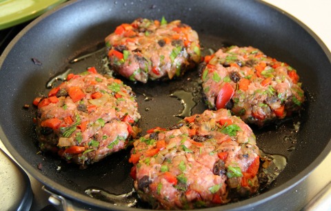 Lamb Patties with Onions, Peppers, Rosemary and Raisins on the blog Shockingly Delicious