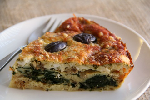 Spinach Feta Greek Impossible Pie on the blog Shockingly Delicious