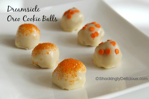 Dreamsicle Oreo Cookie Balls | www.ShockinglyDelicious.com