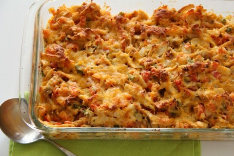 Simple Cheesy Chicken Tortilla Casserole | www.ShockinglyDelicious.com