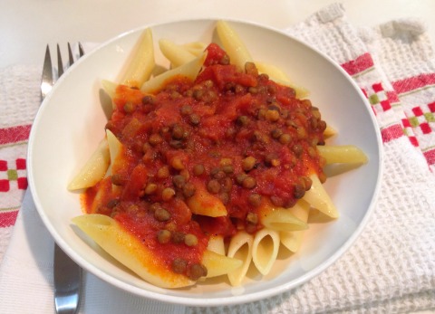 Shortcut Lentil Pasta Sauce | www.ShockinglyDelicious.com