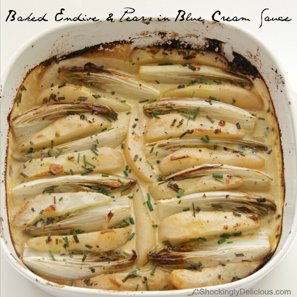 Baked Endive and Pears in Blue Cream Sauce | www.ShockinglyDelicious.com