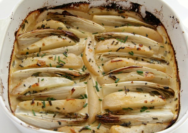 Baked Endive and Pears in Blue Cream Sauce | www.ShockinglyDelicious.com